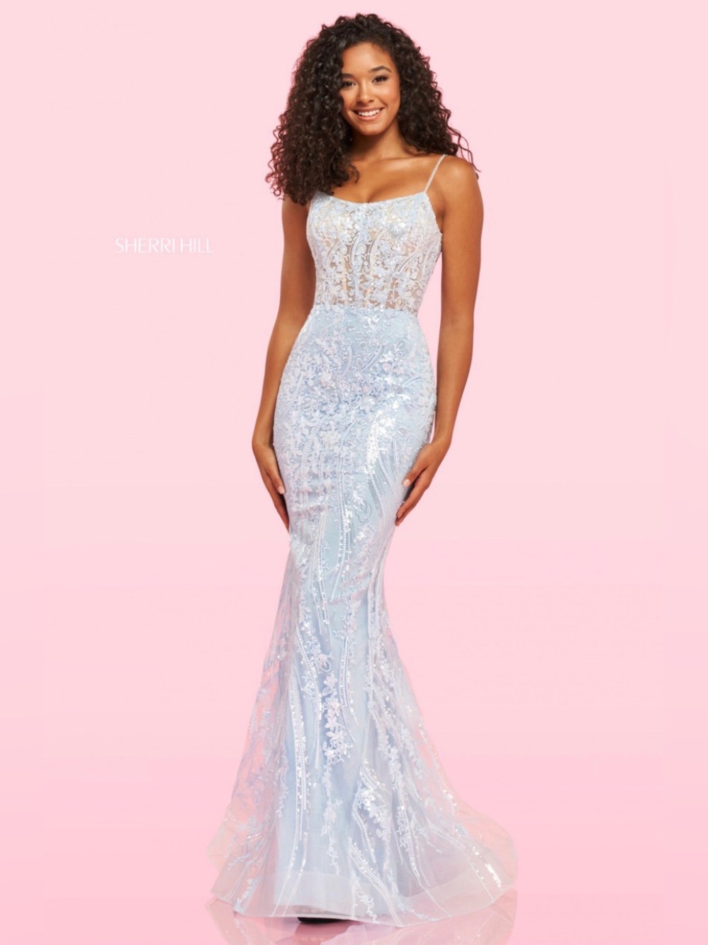 Gorgeous Sherri Hill Elegant Light Blue Lace Mermaid Prom Dress 🎊👗🥰